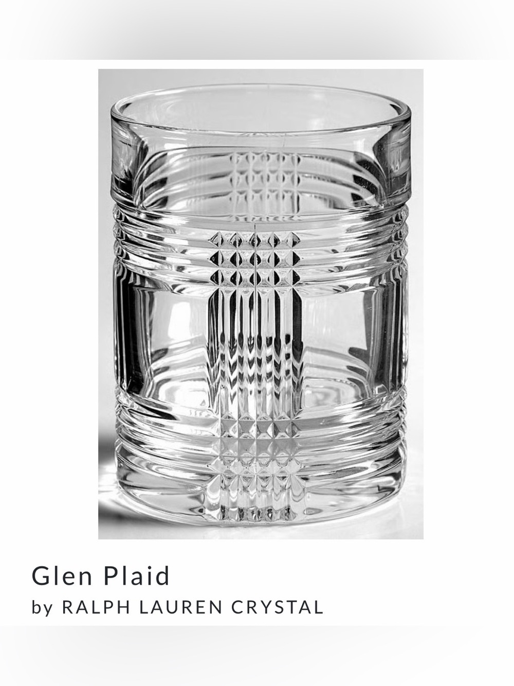 Ralph Lauren Glen Plaid Double Old Fashioned Lead Crystal Glass